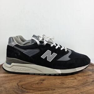 New Balance 998 Made In USA Mens Black Silver Size 12 Athletic Shoes U998BL